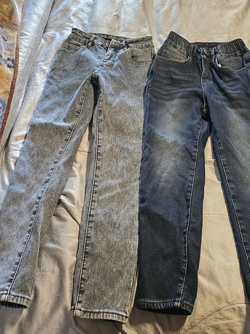 Men's Grey and Dark Blue Jeans - Classic Straight Fit